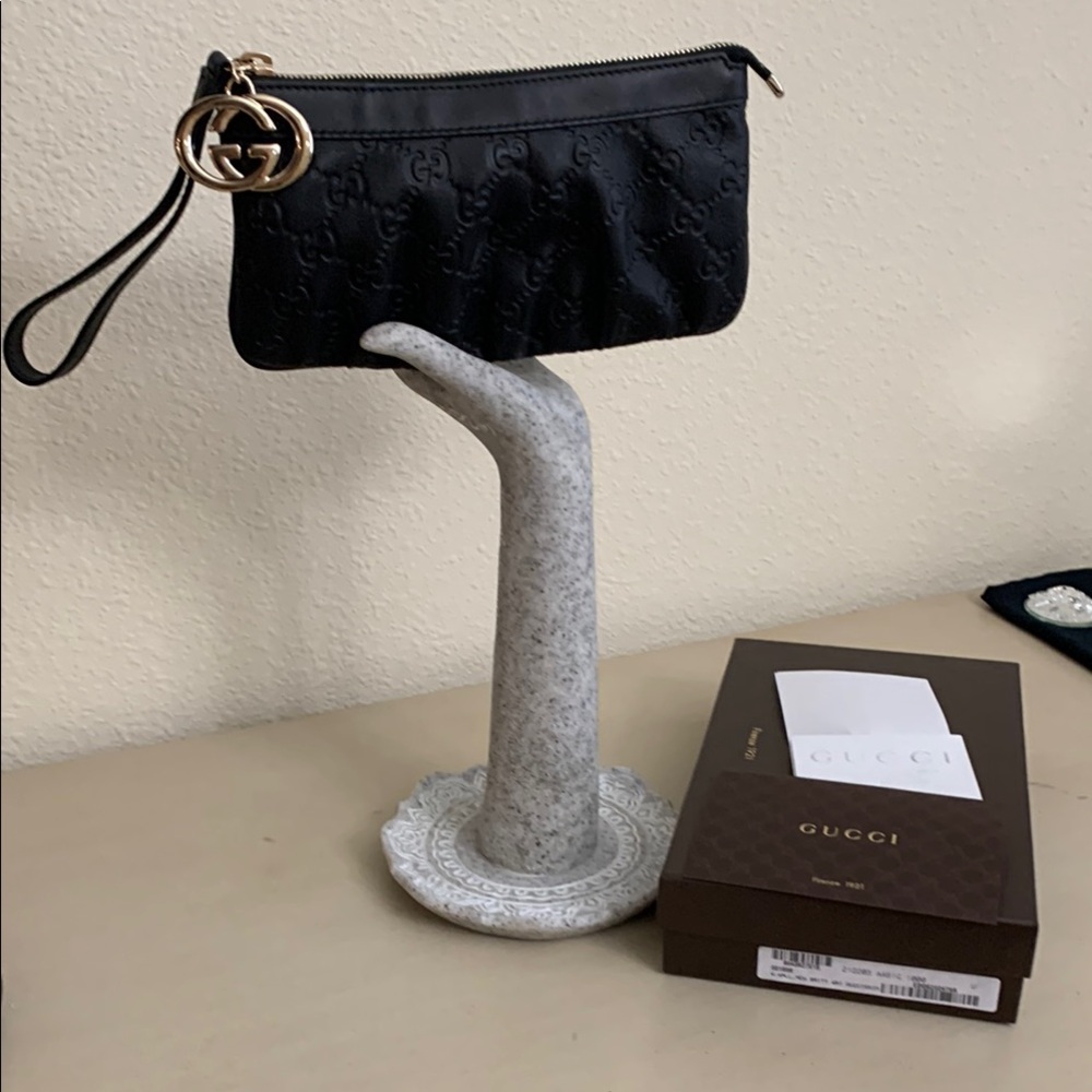 Gucci Black Key Holder with Gold Logo